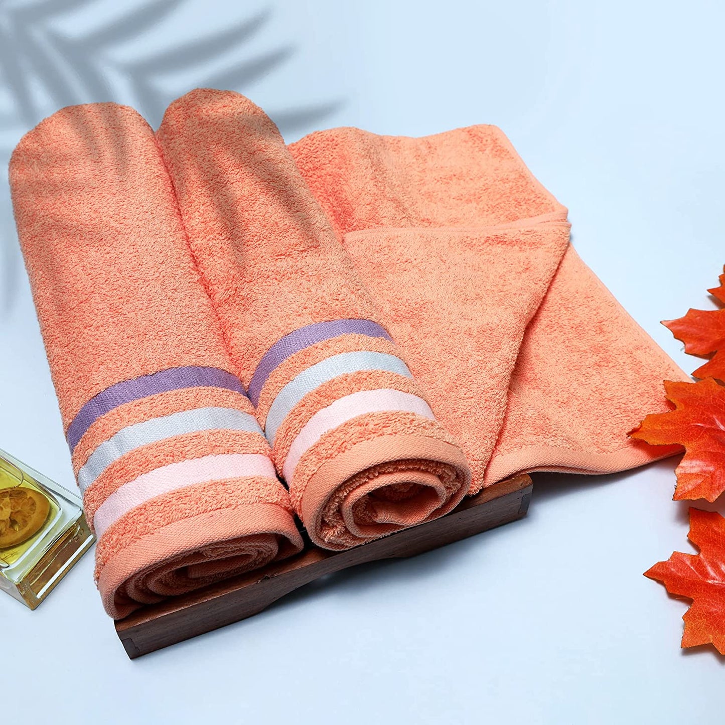 Bath Towel Set of 2, 100% Cotton Peach Peach - Cherryland