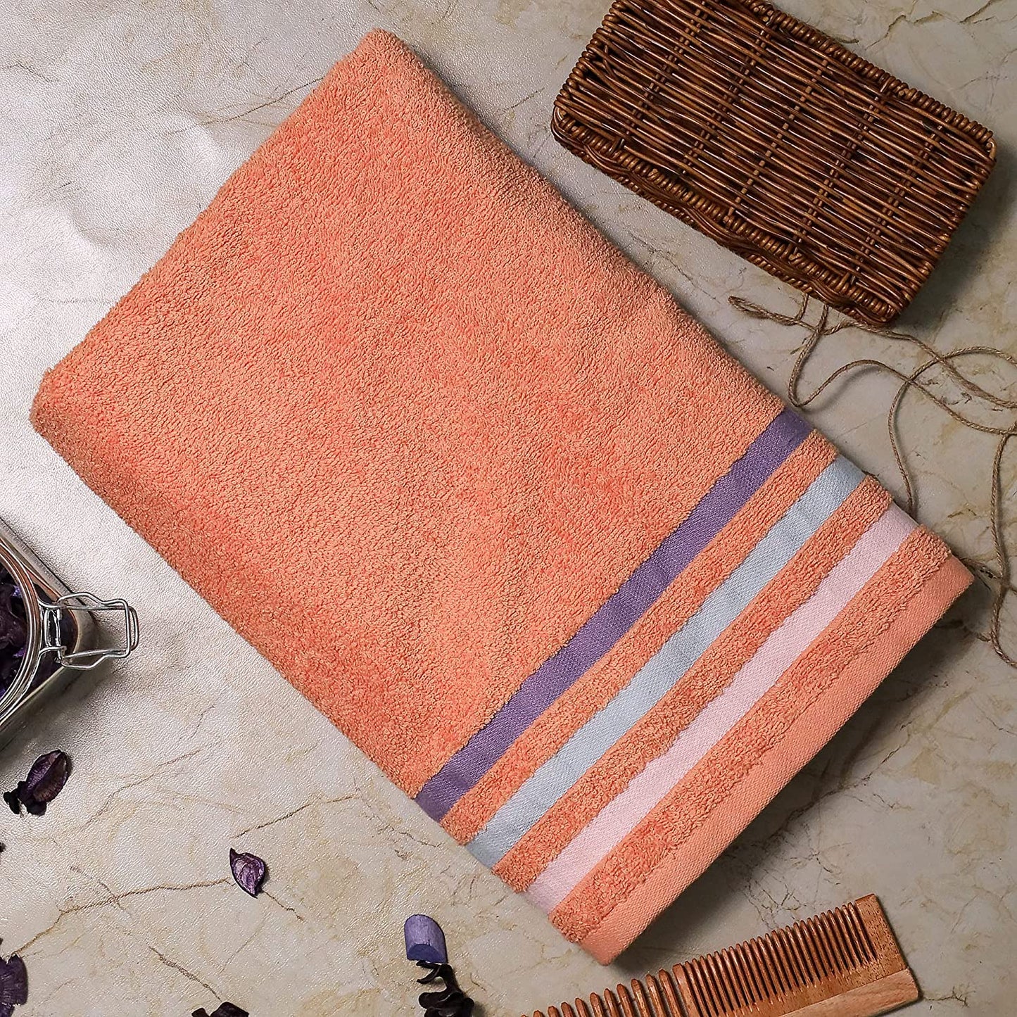 Bath Towel Set of 1, 100% Cotton Peach