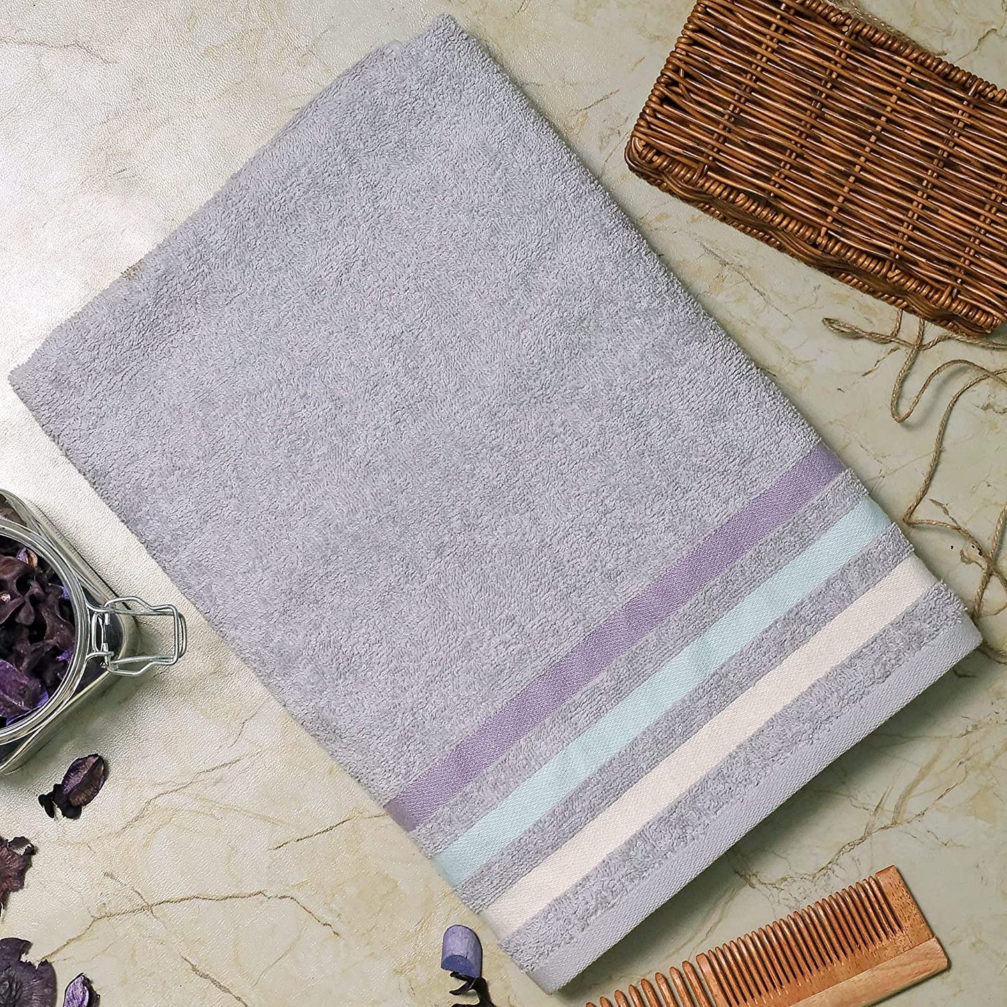 Bath Towel Set of 1, 100% Cotton Grey