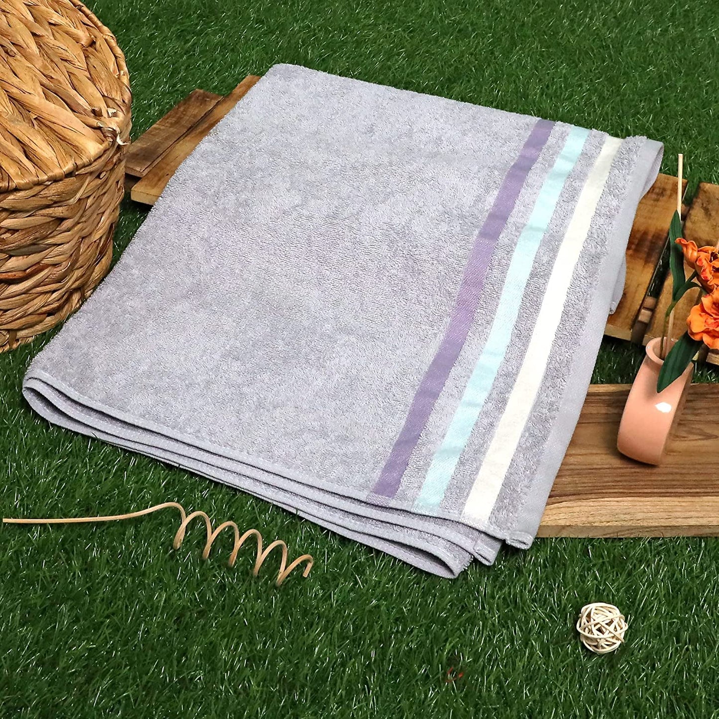 Bath Towel Set of 1, 100% Cotton Grey
