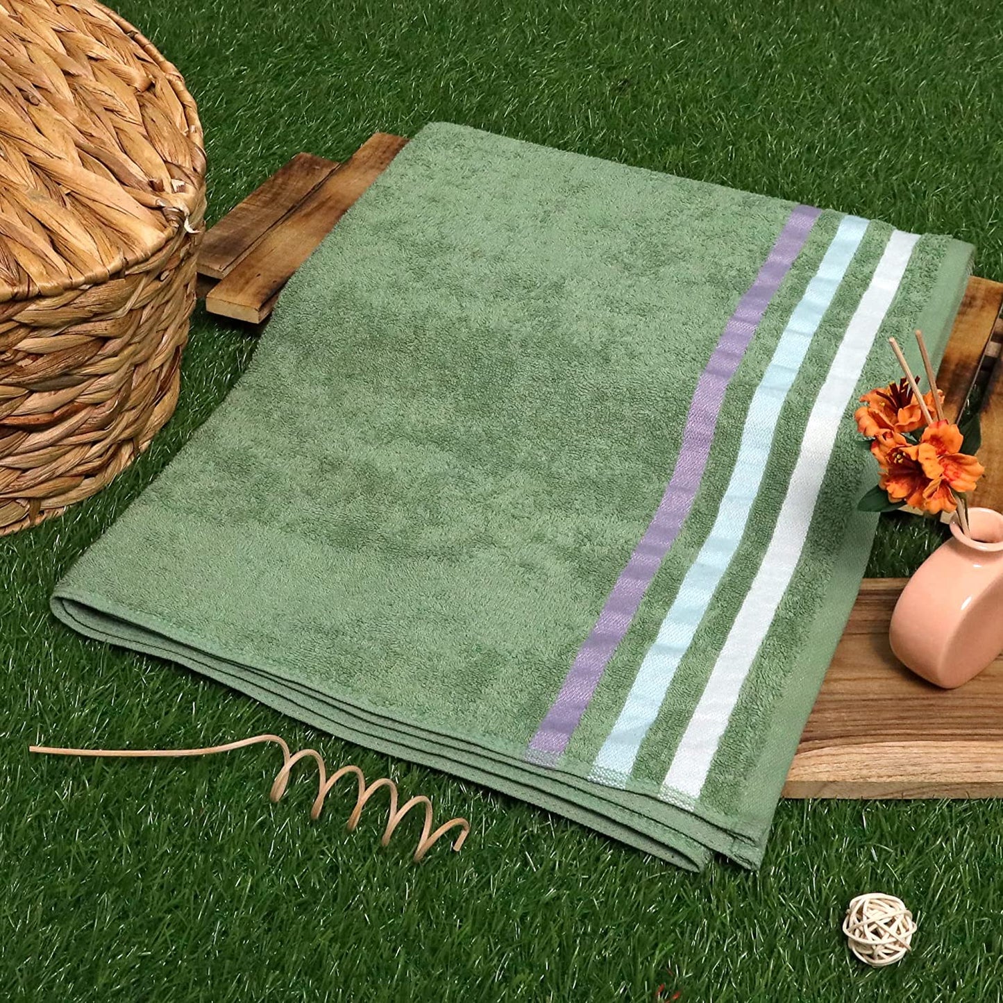 Bath Towel Set of 1, 100% Cotton Green