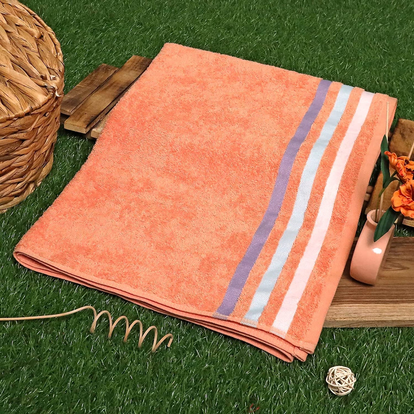 Bath Towel Set of 1, 100% Cotton Peach