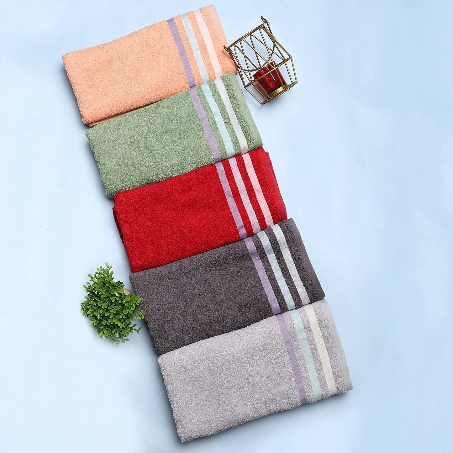 Bath Towel Set of 2, 100% Cotton Grey Peach - Cherryland