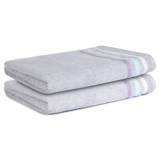 Bath Towel Set of 2, 100% Cotton Grey Grey - Cherryland