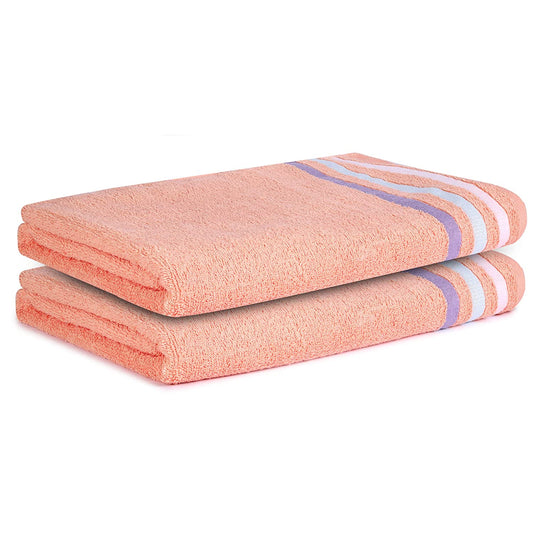 Bath Towel Set of 2, 100% Cotton Peach Peach - Cherryland