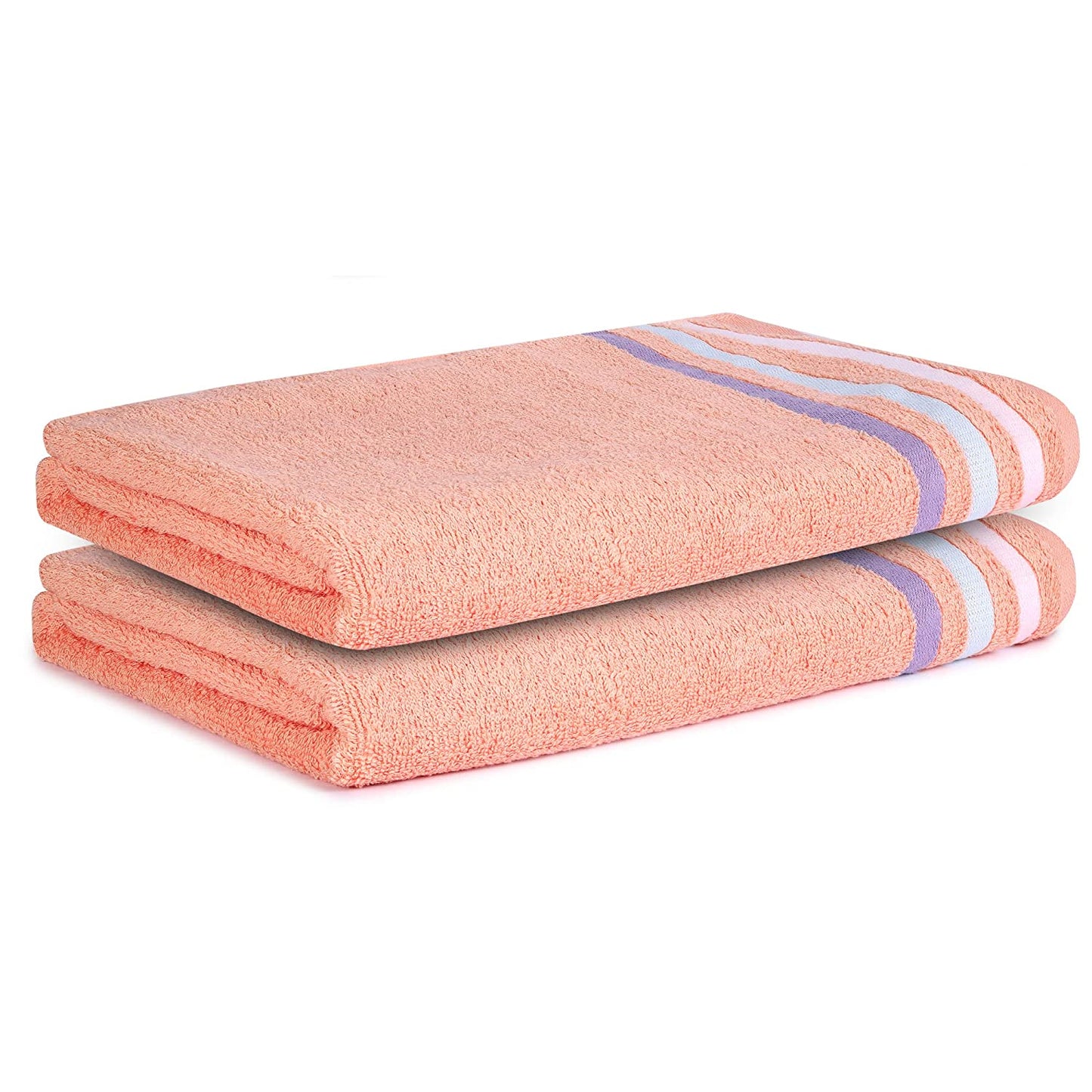 Bath Towel Set of 2, 100% Cotton Peach Peach - Cherryland