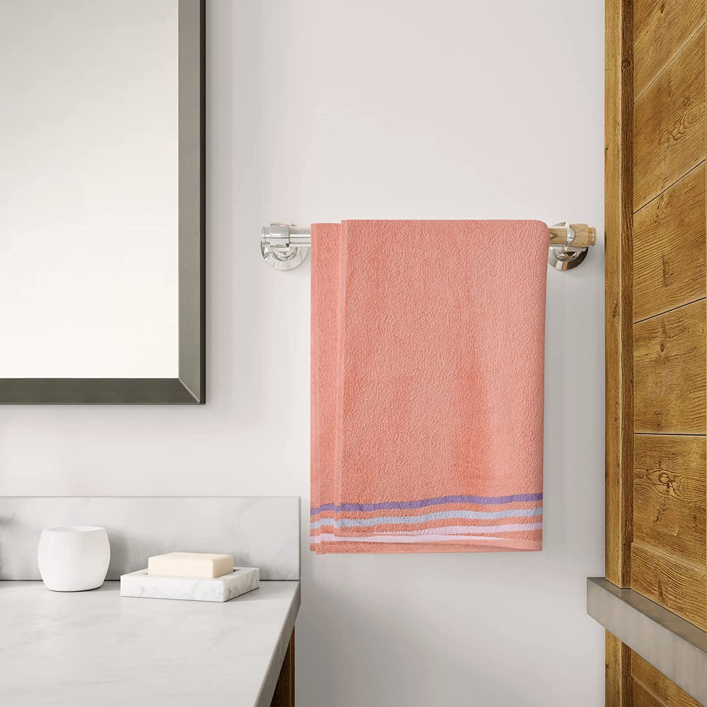 Bath Towel Set of 1, 100% Cotton Peach