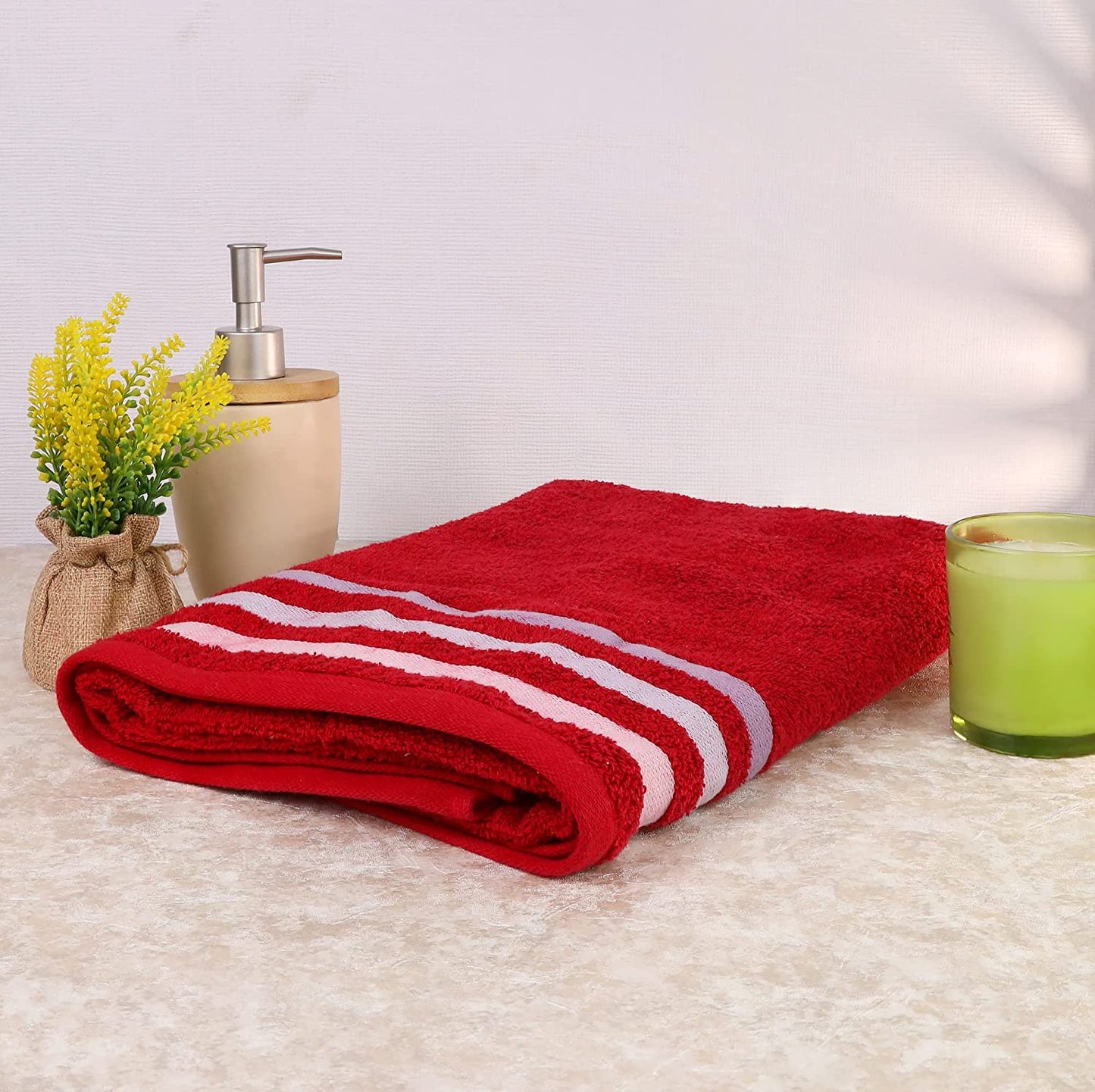 Bath Towel Set of 2, 100% Cotton Red - Cherryland