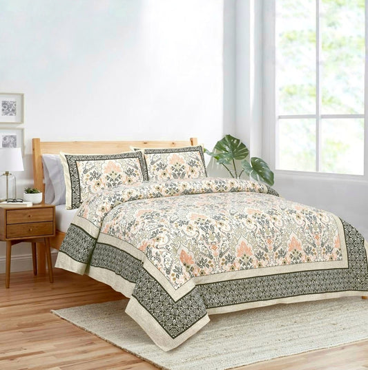 Tranquil Nights rich floral 100% cotton premium King size bedsheet Royal