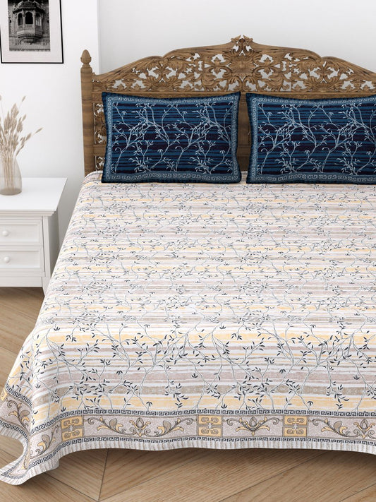 Royal Elegance Pure Cotton 100% Cotton Double Bed Bedsheets Blue