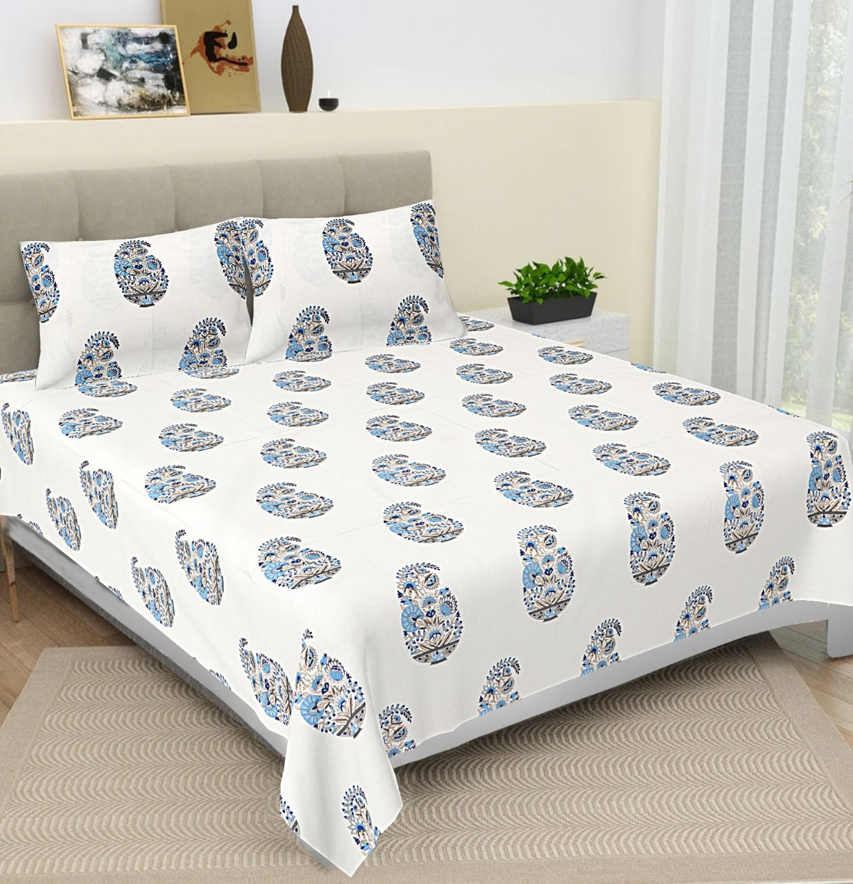 100% Cotton Super King Size Bedsheet 210TC