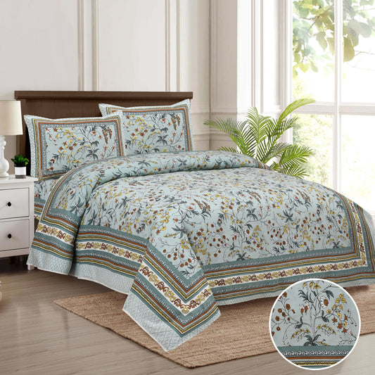 Fusion Floral Aesthetic Supersoft 200 TC Premium Double Bed bedsheet King Size 100% Cotton