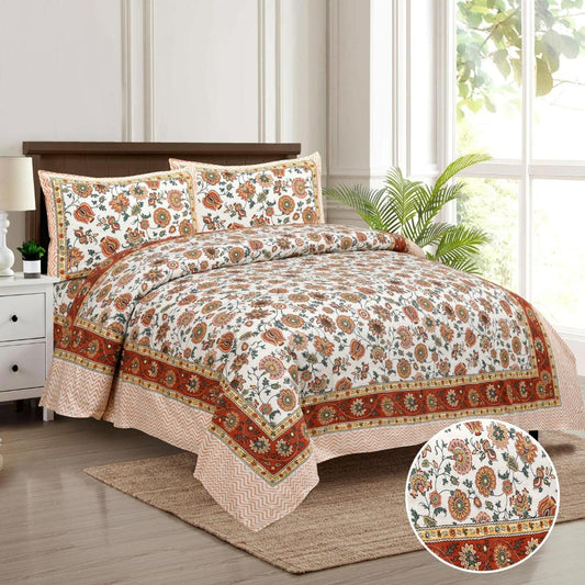 Tranquil Nights Floral 100% cotton premium King size bedsheet Royal - Cherryland